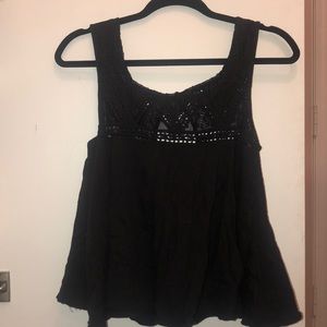 Free People Cotton Flowy Tank w Lace